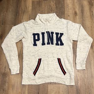 PINK by Victoria’s Secret Navy/Cream Quarter Zip Pullover Sweatshirt, Size M💞